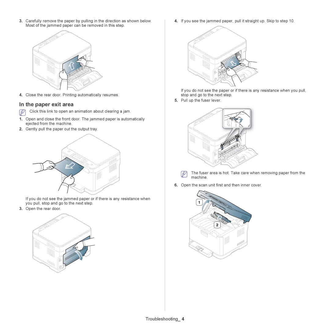 Samsung CLX-318X manual Paper exit area 