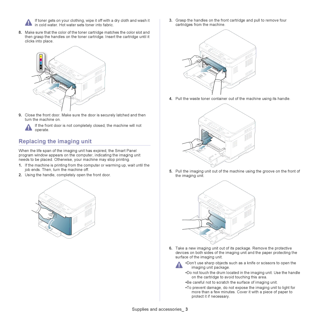 Samsung CLX-318X manual Replacing the imaging unit 