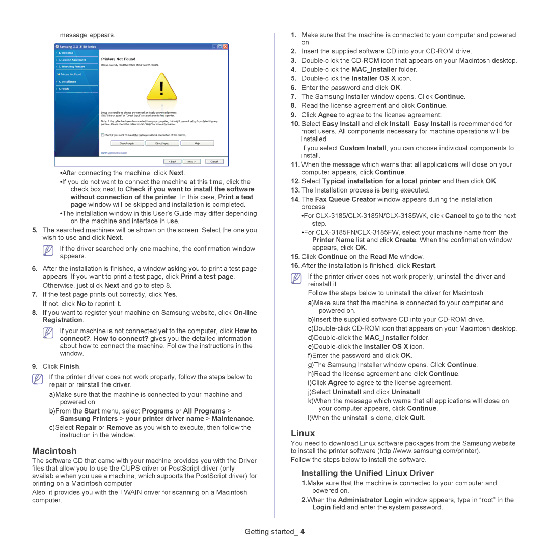 Samsung CLX-318X manual Installing the Unified Linux Driver 