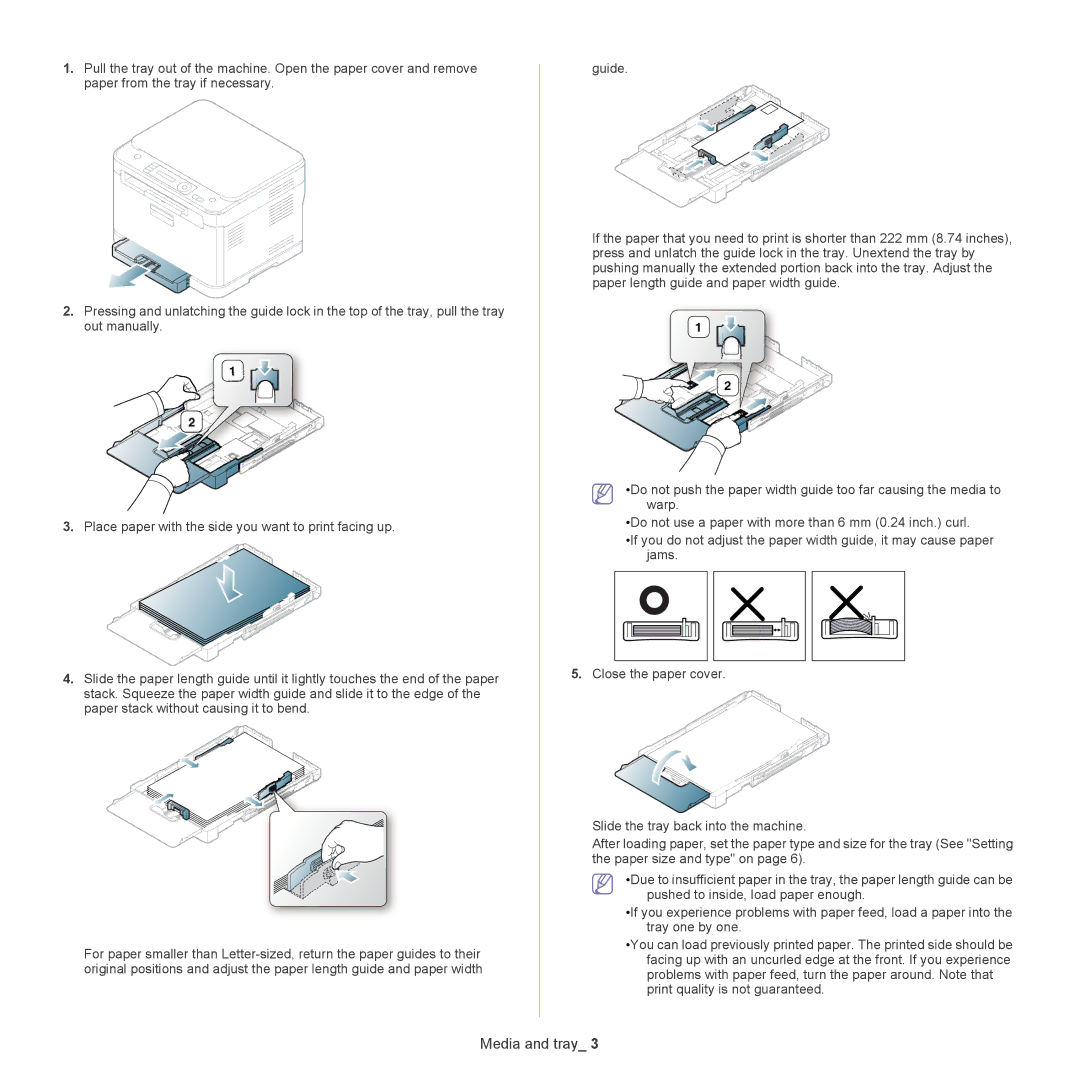 Samsung CLX-318X manual Media and tray 