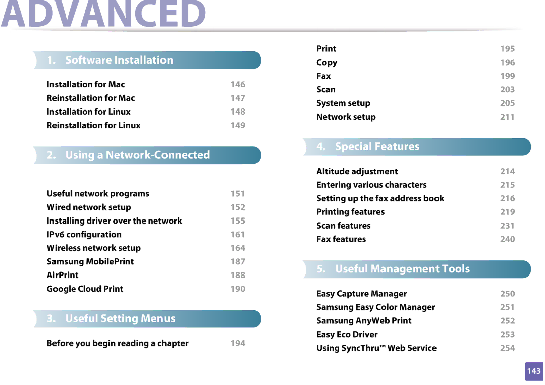 Samsung CLX-3305FW manual Advanced 