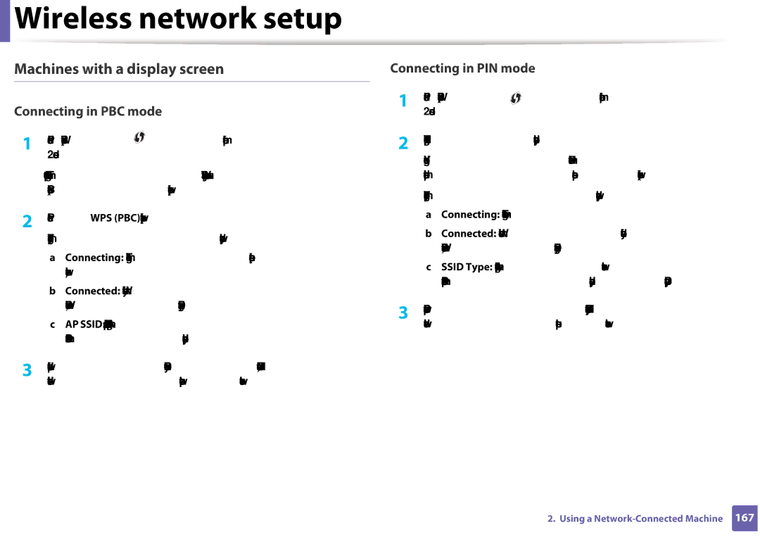 Samsung CLX-3305FW manual Machines with a display screen, Connecting in PBC mode 