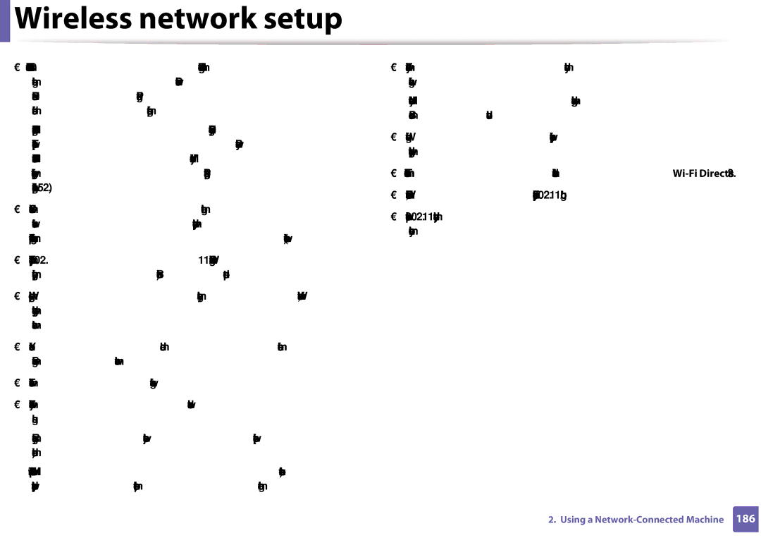 Samsung CLX-3305FW manual Wireless network setup 