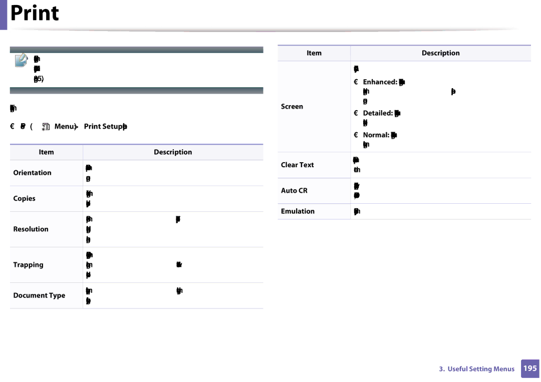 Samsung CLX-3305FW manual Print, Document Type 