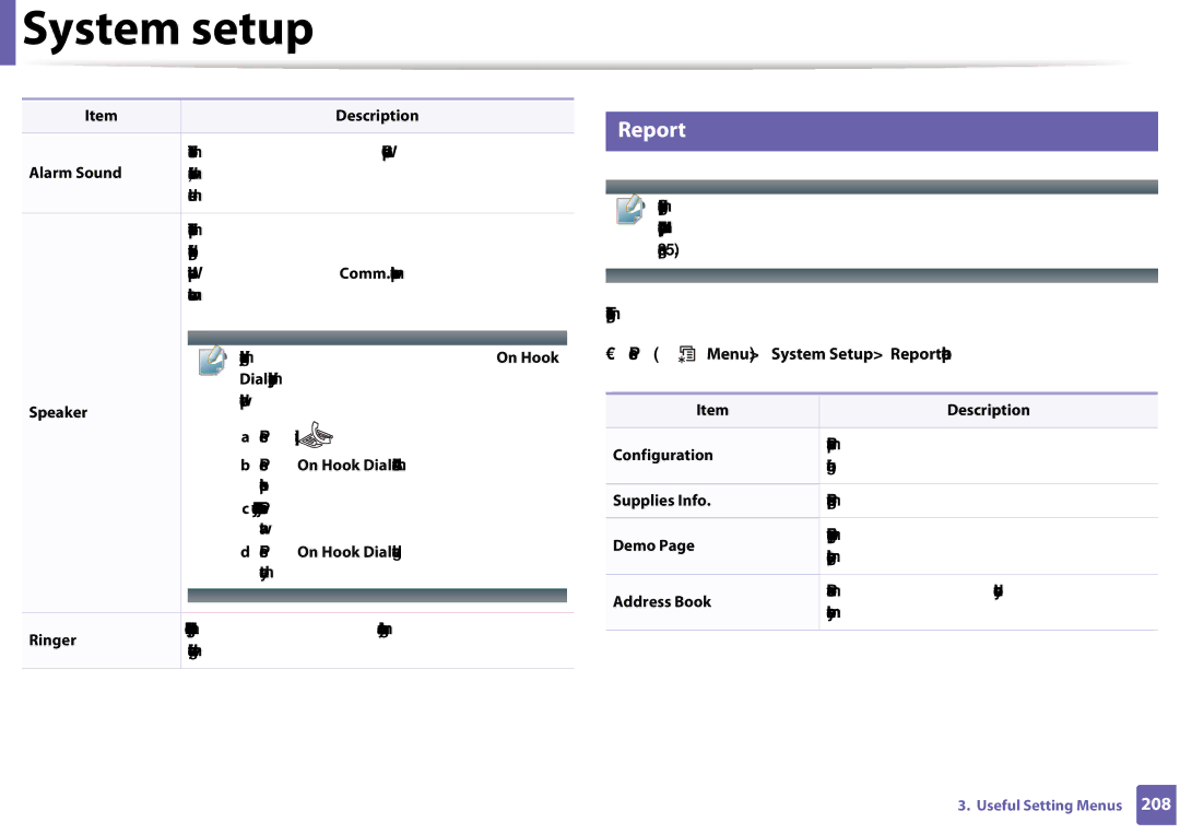 Samsung CLX-3305FW manual Report, Address Book 