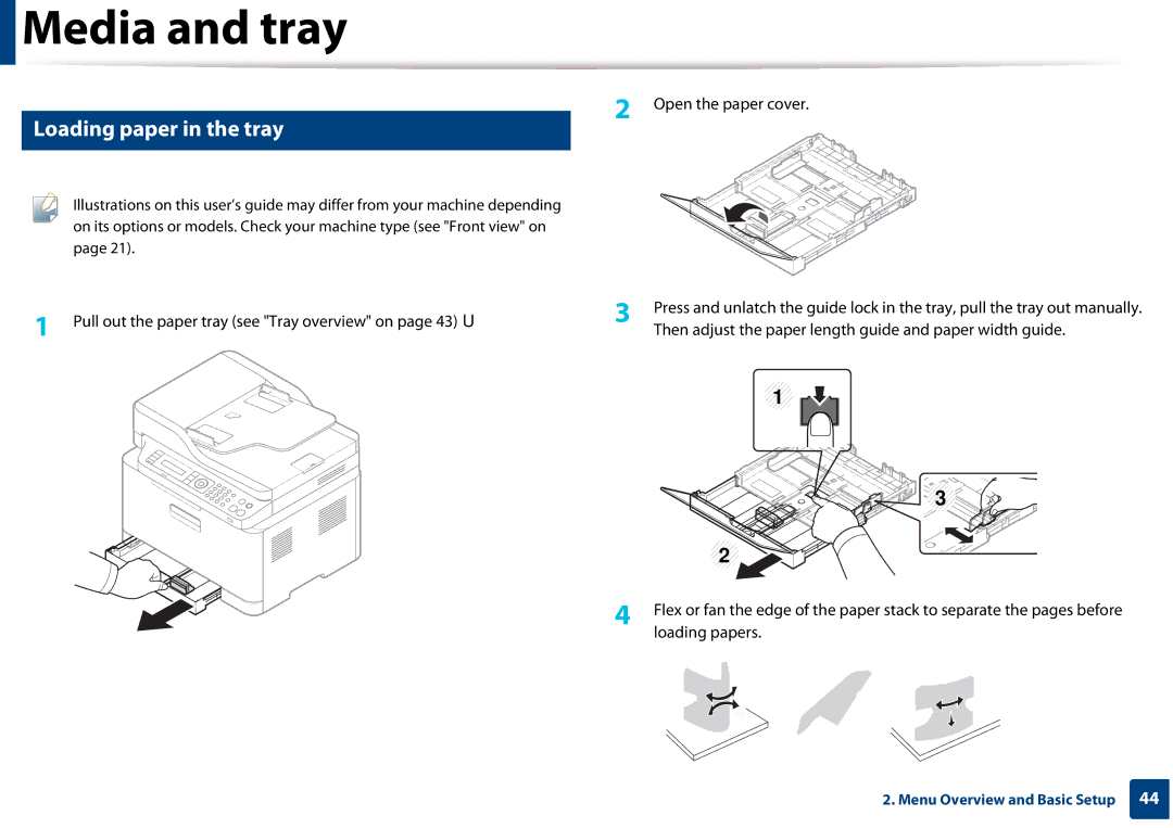 Samsung CLX-3305FW manual Loading paper in the tray 