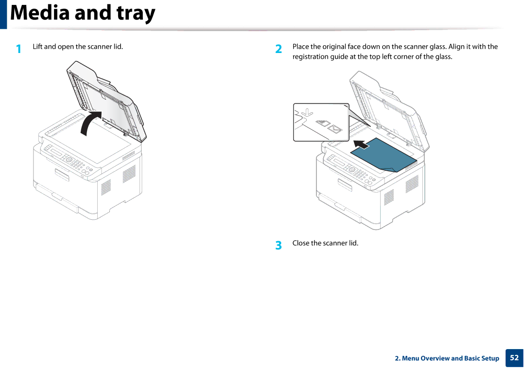 Samsung CLX-3305FW manual Media and tray 