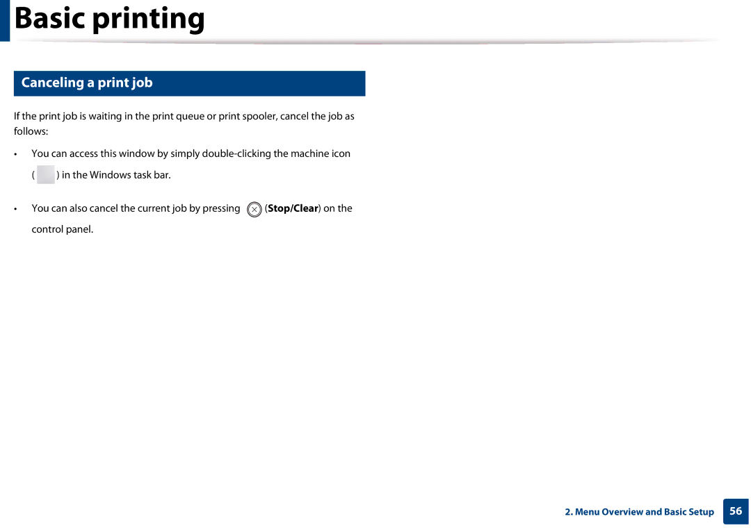 Samsung CLX-3305FW manual Canceling a print job 