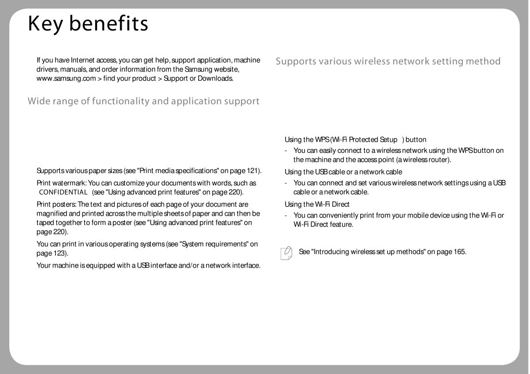 Samsung CLX-3305FW manual Wide range of functionality and application support 