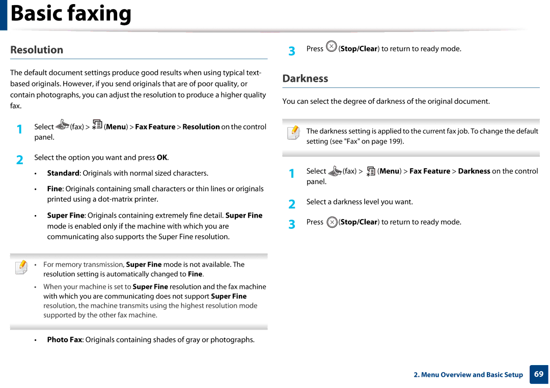 Samsung CLX-3305FW manual Resolution, Darkness 