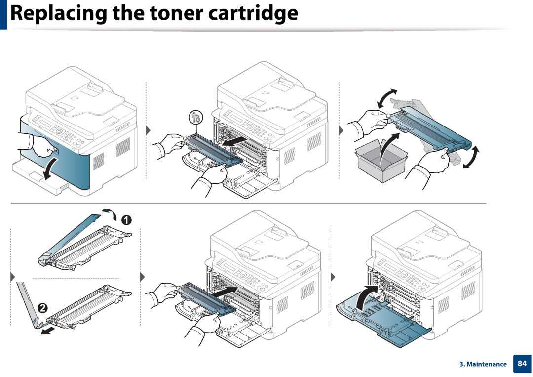 Samsung CLX-3305FW manual Replacing the toner cartridge 