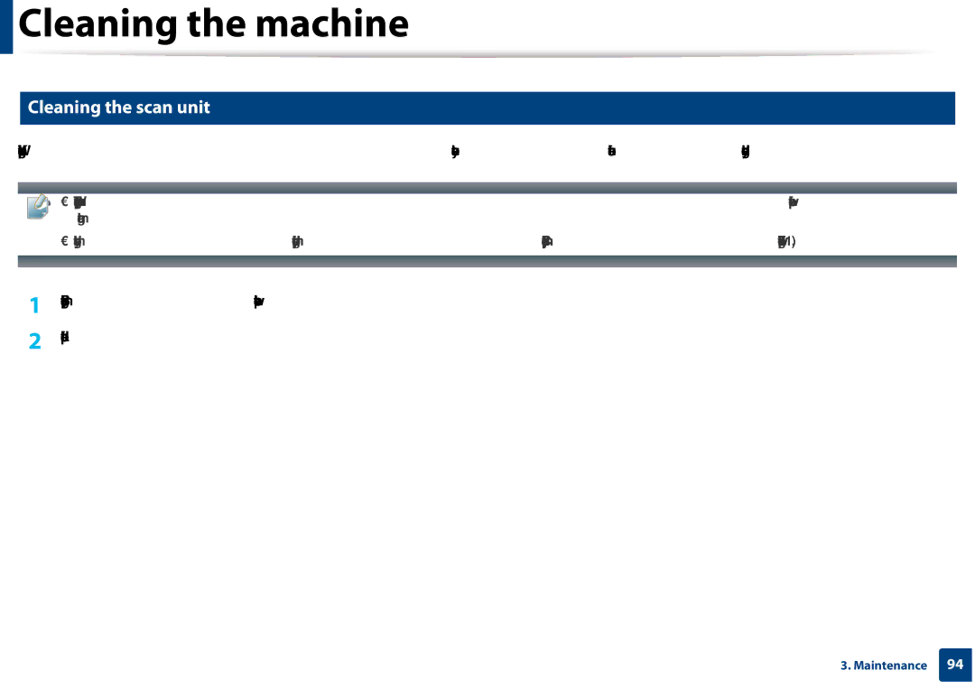 Samsung CLX-3305FW manual Cleaning the scan unit 