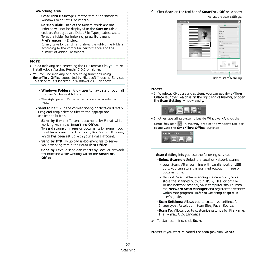 Samsung CLX-6200, CLX-6240 Series manual Working area 