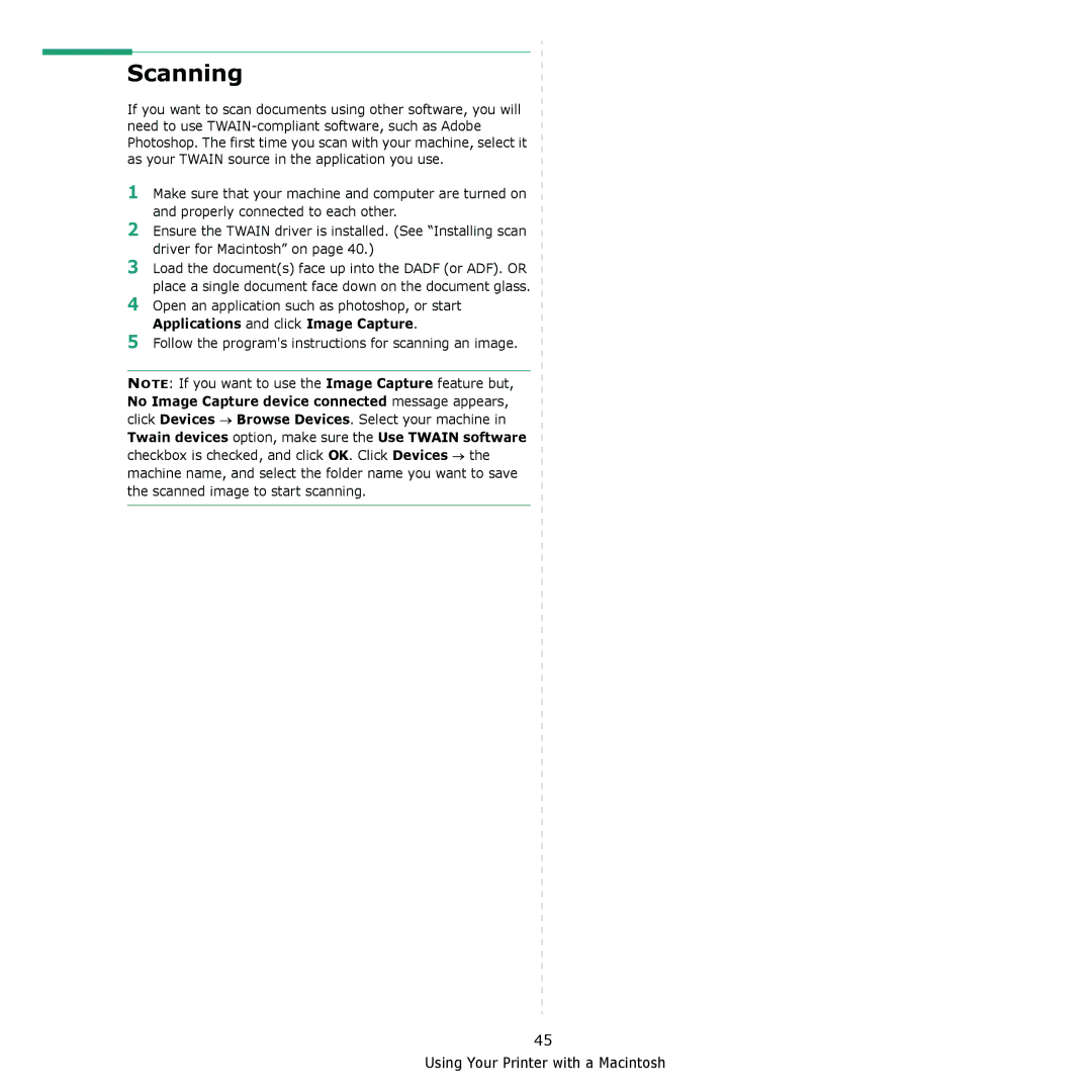 Samsung CLX-6200, CLX-6240 Series manual Scanning, Applications and click Image Capture 