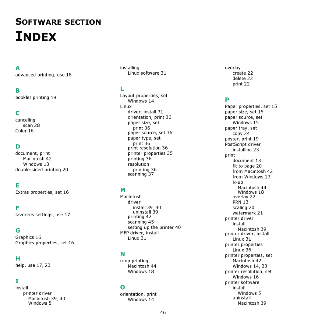 Samsung CLX-6240 Series, CLX-6200 manual Index 