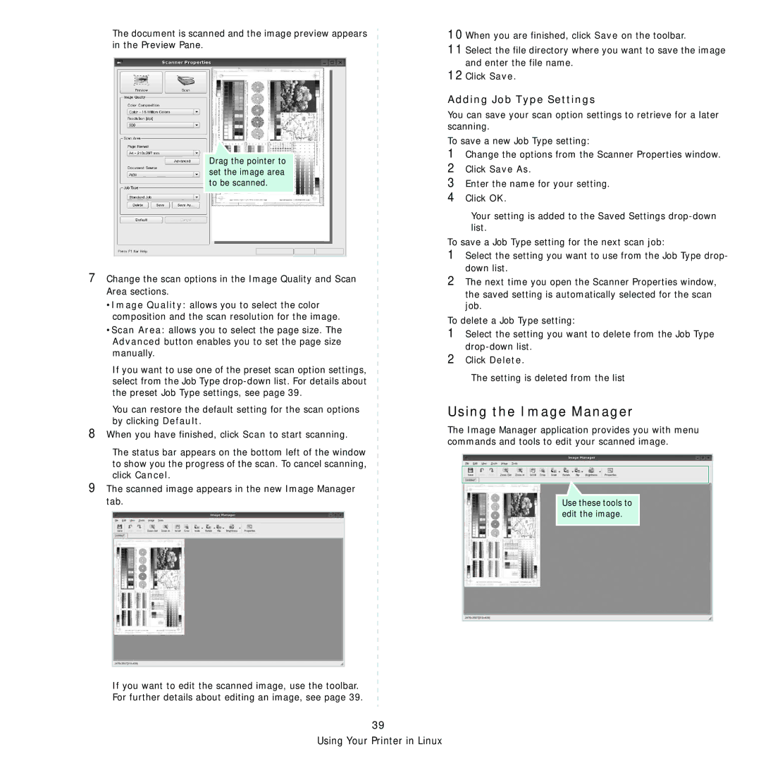 Samsung CLX-6200FX, CLX-6240FX, CLX-6200ND, CLX-6210FX manual Using the Image Manager, Adding Job Type Settings 