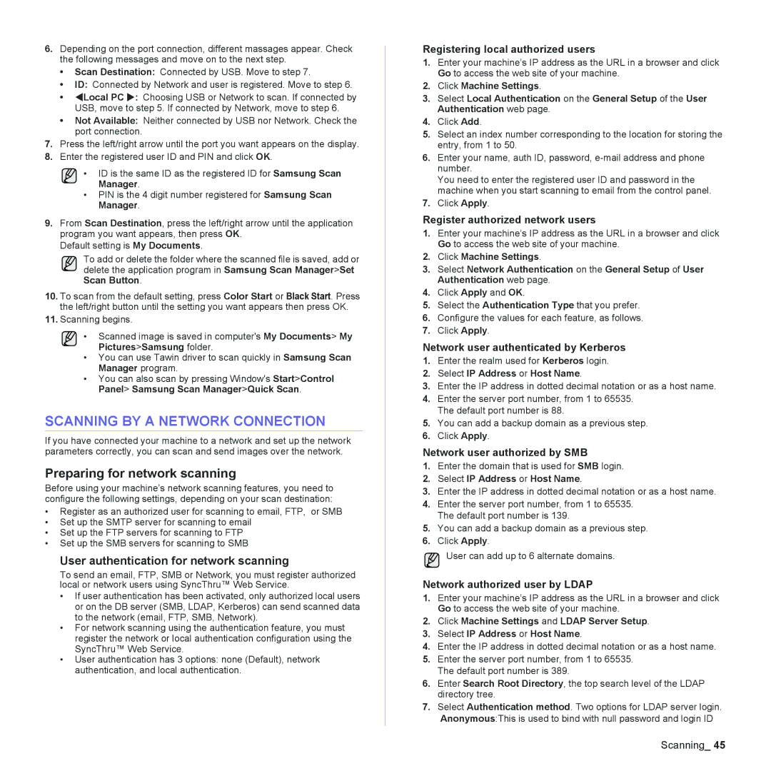 Samsung CLX-6200ND manual Scanning by a Network Connection, Preparing for network scanning, Select IP Address or Host Name 