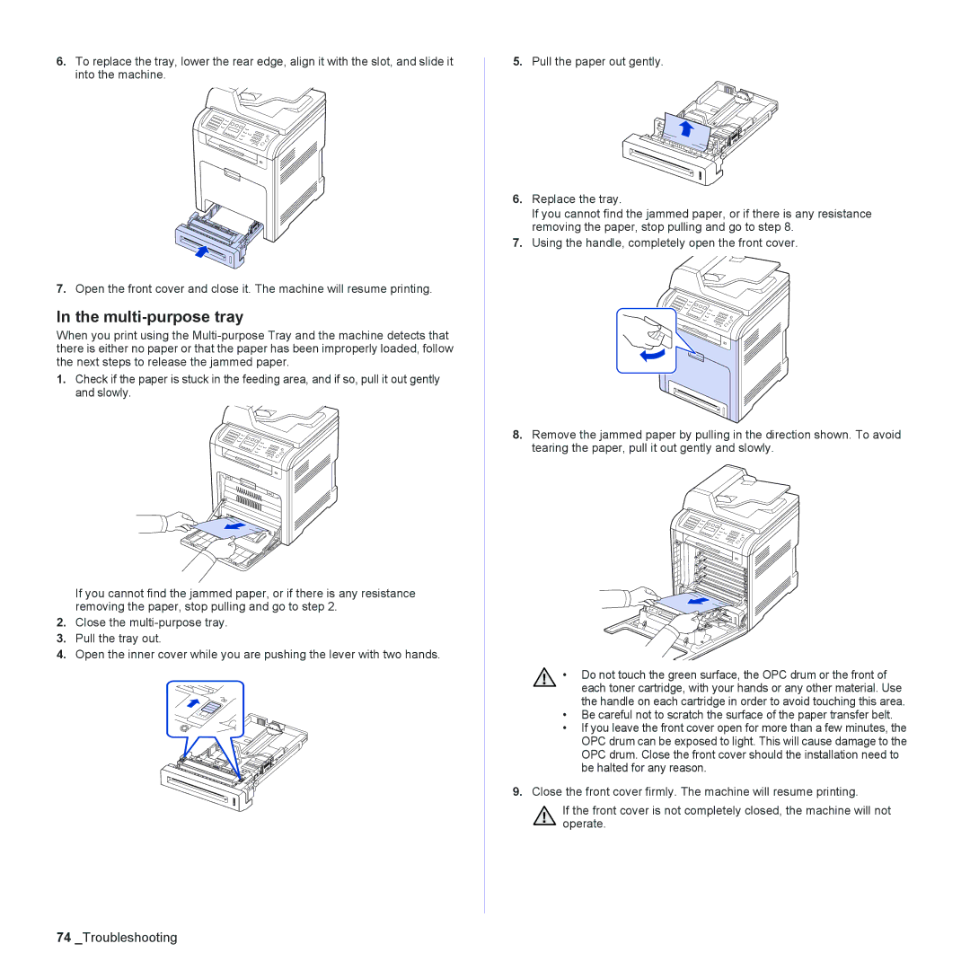 Samsung CLX-6210FX, CLX-6240FX, CLX-6200ND, CLX-6200FX manual Multi-purpose tray 