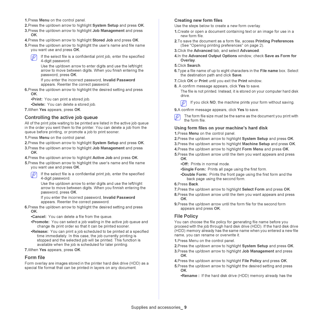 Samsung CLX-6250, CLX-6220 manual Form file, Creating new form files 