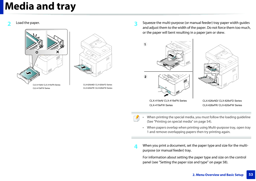 Samsung CLX4195FW, CLX-6260FW, CLX6260FW manual Or the paper will bent resulting in a paper jam or skew 