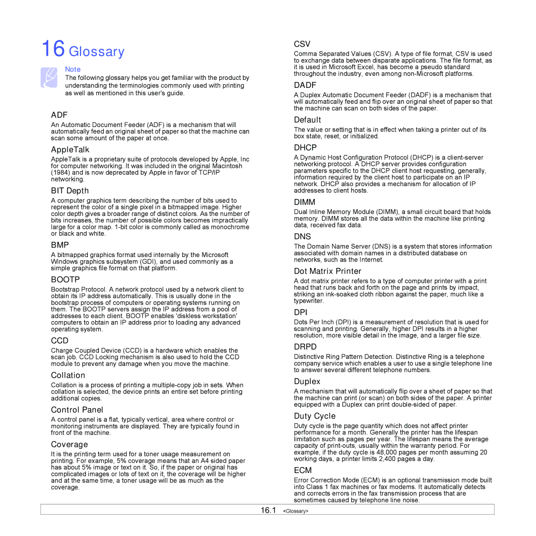 Samsung CLX-8380 manual Glossary, Adf 