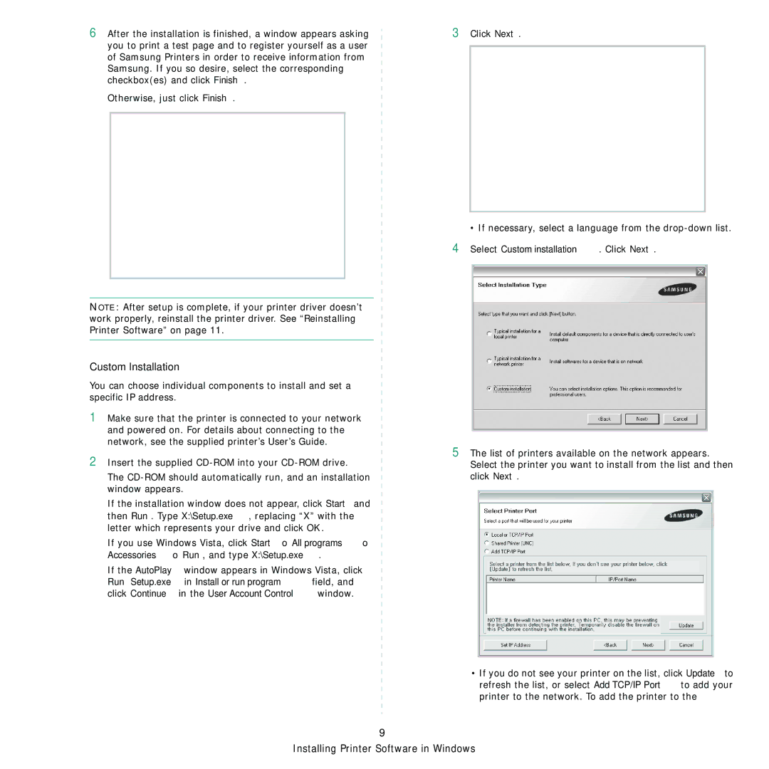 Samsung CLX-8380 manual Custom Installation 