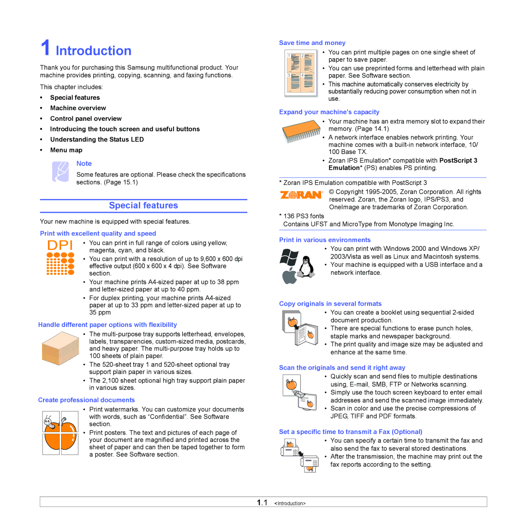 Samsung CLX-8380 manual Introduction, Special features 