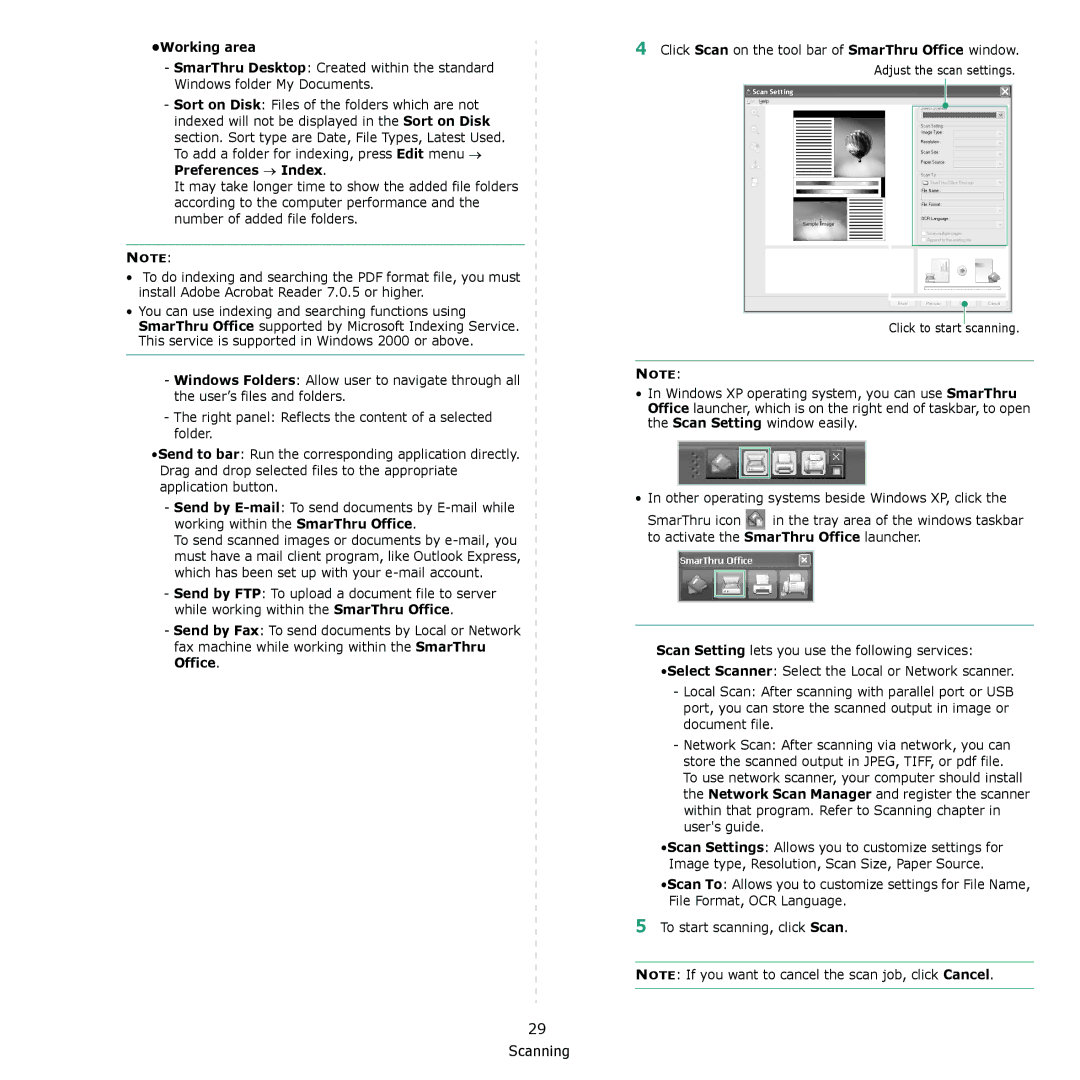 Samsung CLX-8380 manual Working area 