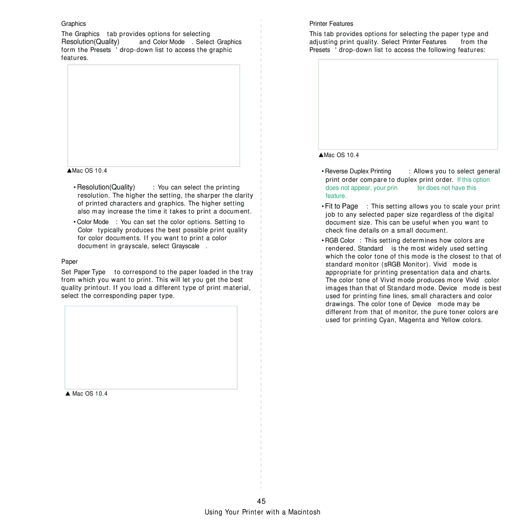 Samsung CLX-8380 manual Graphics, Paper, Printer Features 