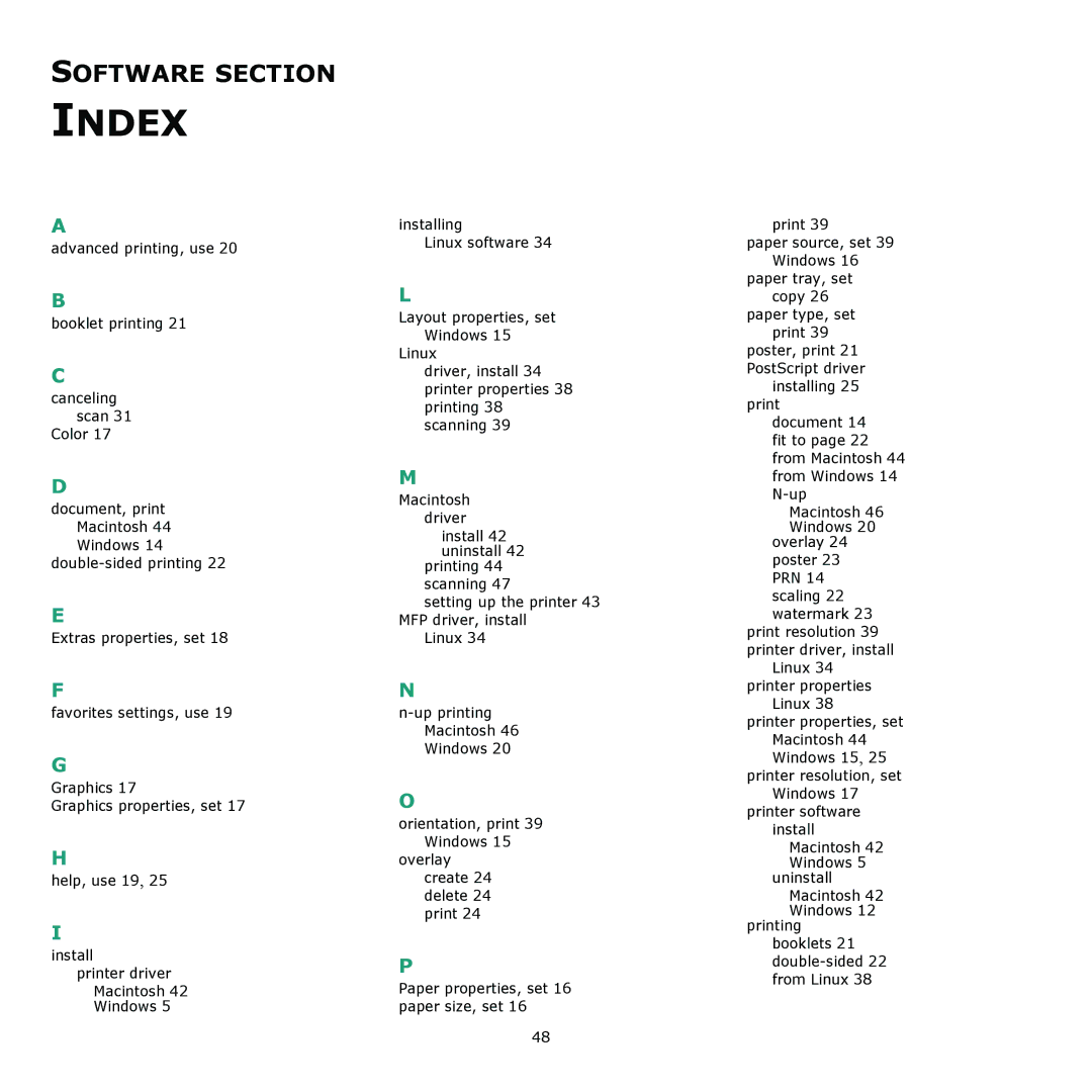 Samsung CLX-8380 manual Index 