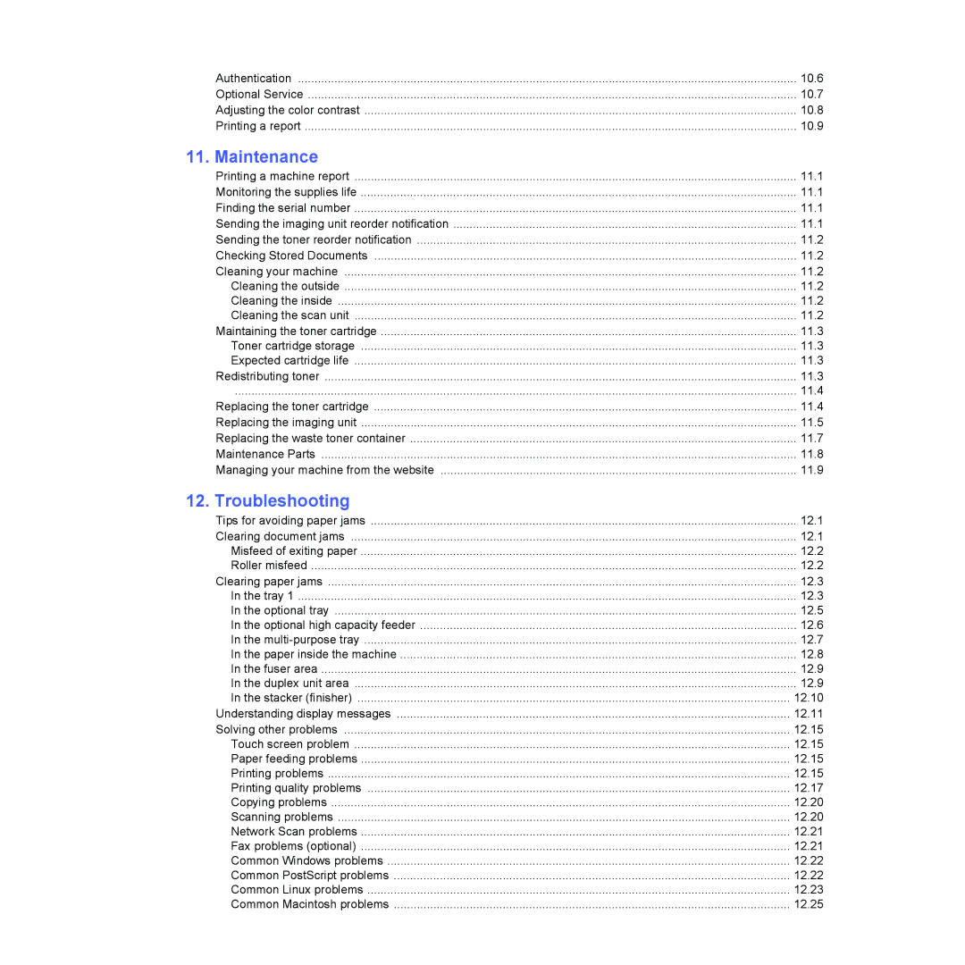 Samsung CLX-8380 manual Maintenance, Troubleshooting 