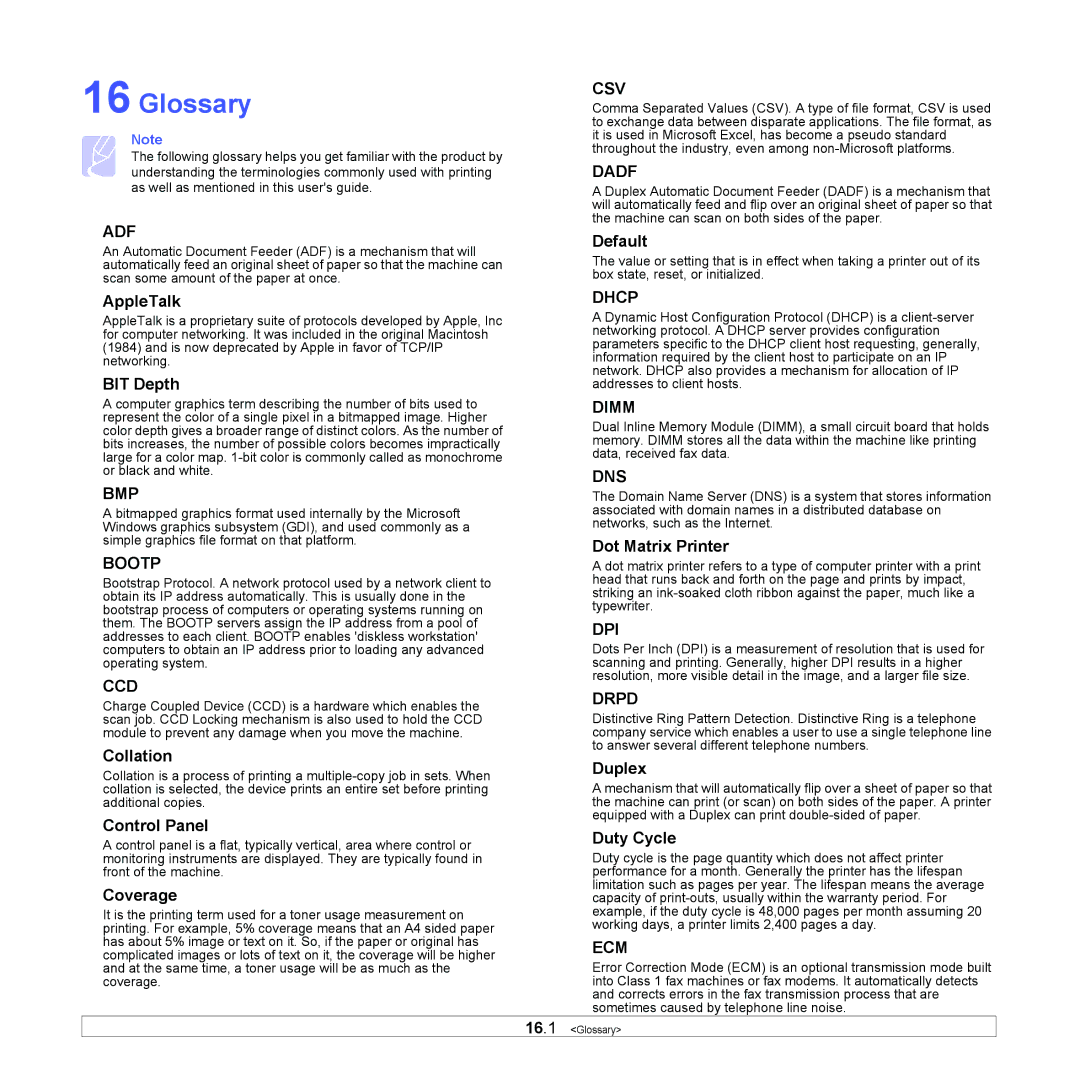 Samsung CLX-8380ND manual Glossary, Adf 