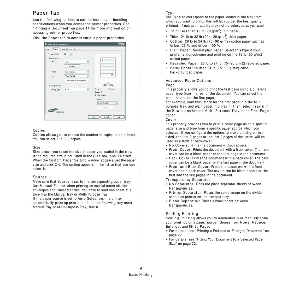 Samsung CLX-8380ND manual Paper Tab 