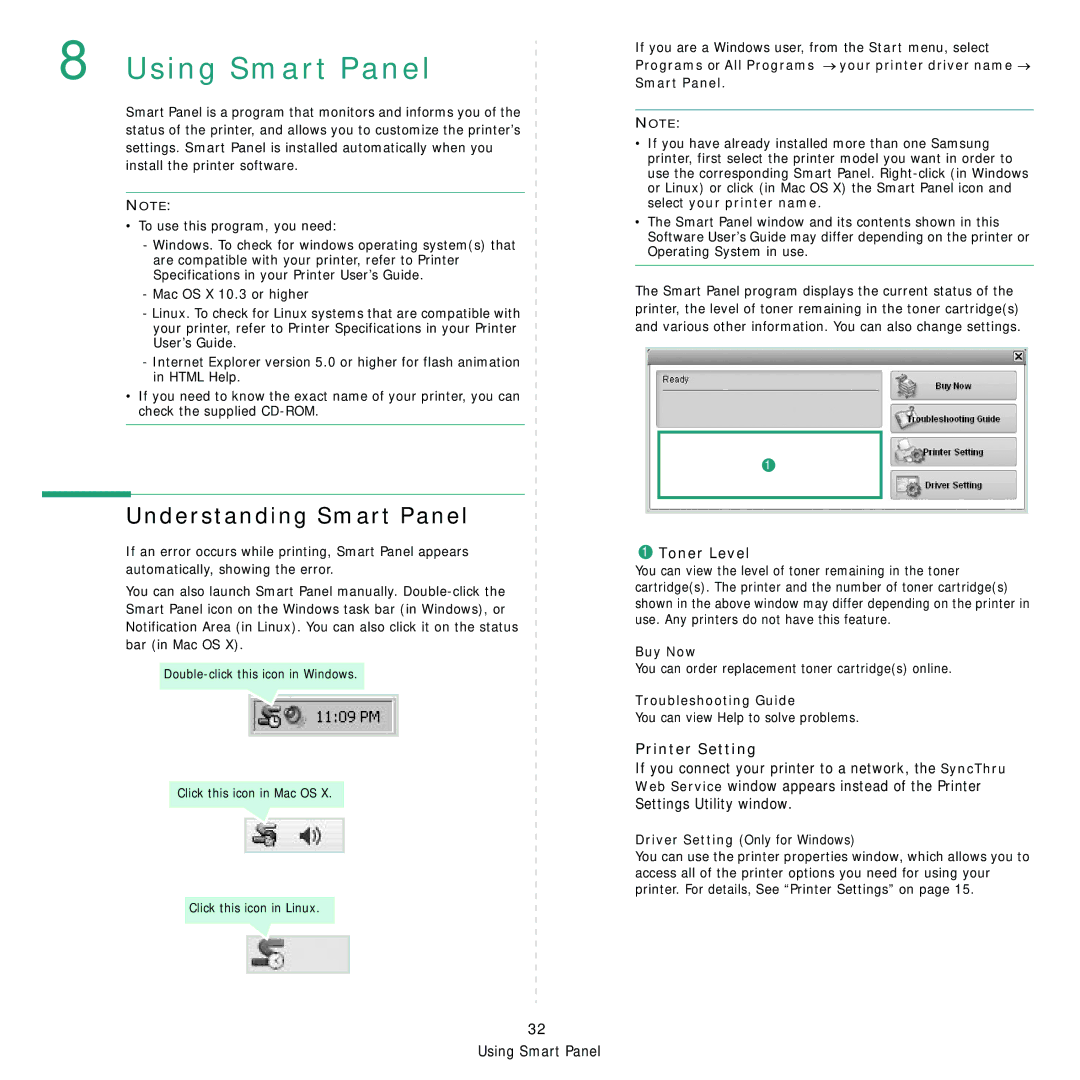 Samsung CLX-8380ND manual Understanding Smart Panel, Buy Now, Troubleshooting Guide 