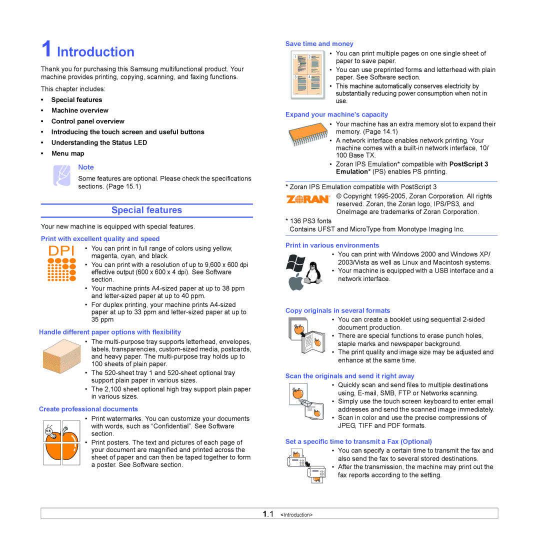 Samsung CLX-8380ND manual Introduction, Special features 