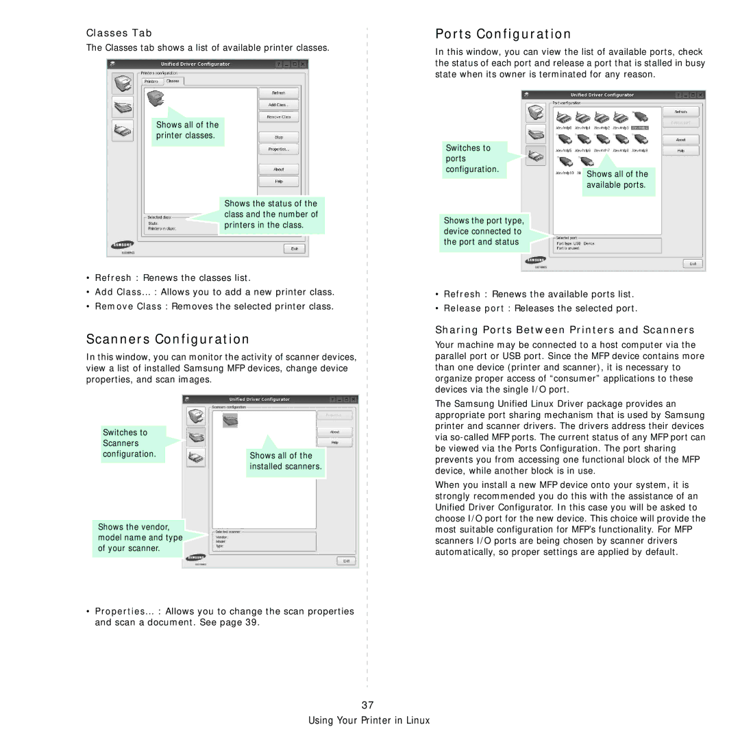 Samsung CLX-8380ND manual Scanners Configuration, Ports Configuration 