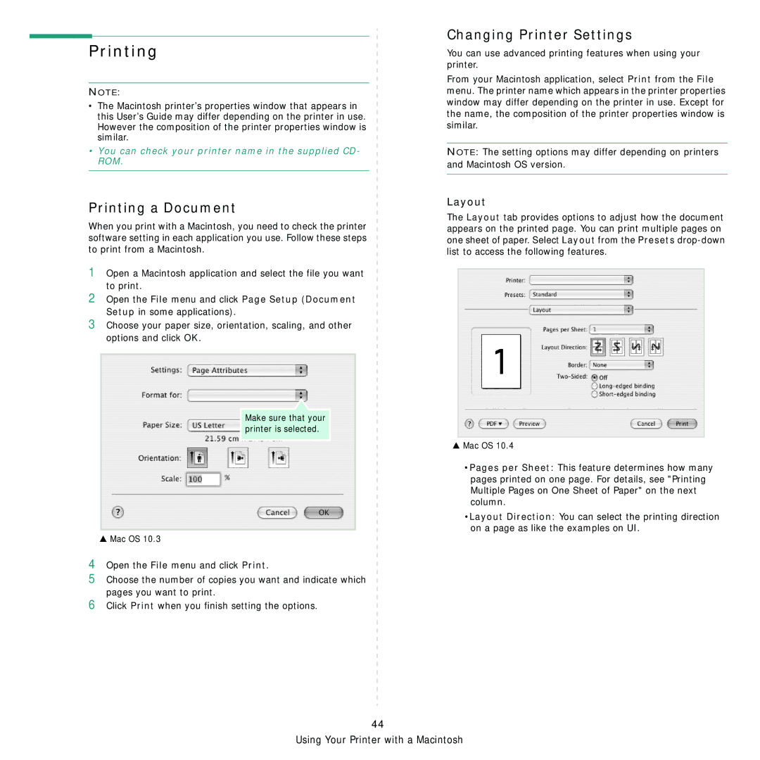 Samsung CLX-8380ND manual Printing a Document, Changing Printer Settings 