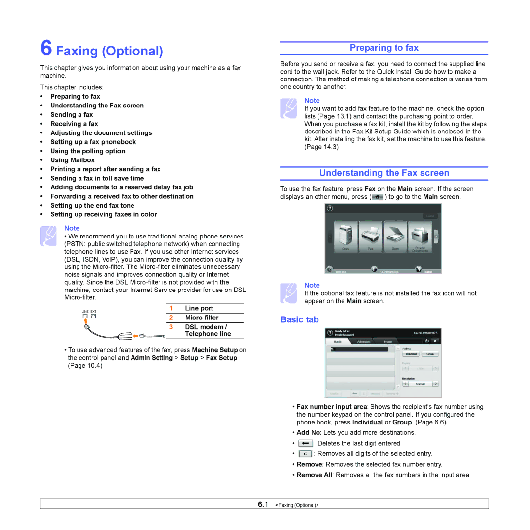 Samsung CLX-8380ND manual Faxing Optional, Preparing to fax, Understanding the Fax screen 