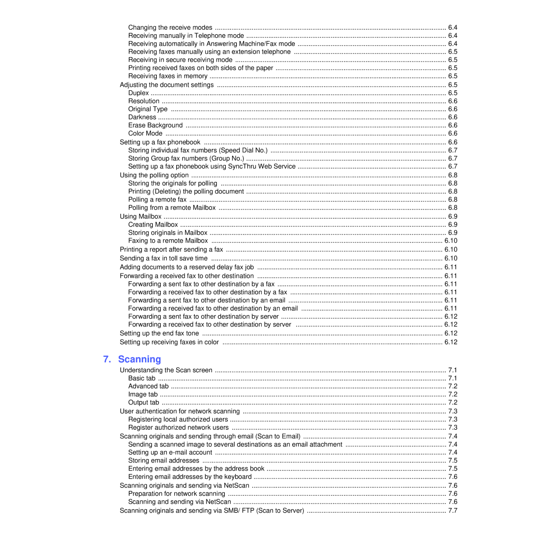 Samsung CLX-8380ND manual Scanning 