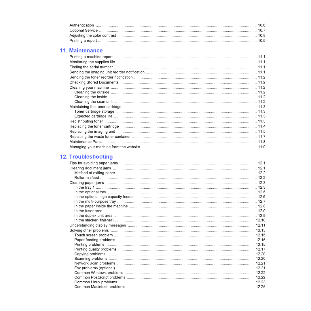 Samsung CLX-8380ND manual Maintenance, Troubleshooting 