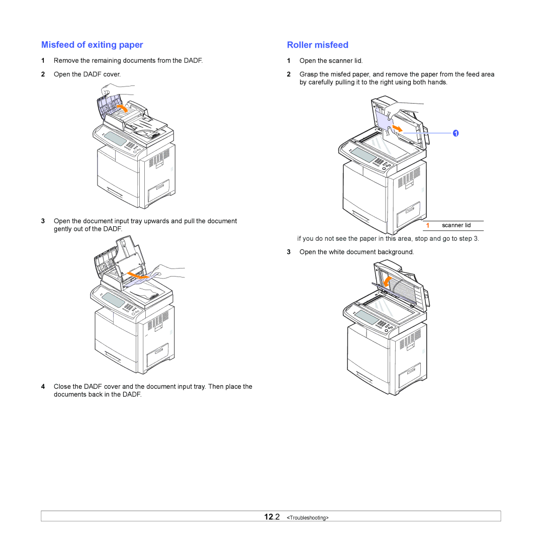 Samsung CLX-8380ND manual Misfeed of exiting paper, Roller misfeed 