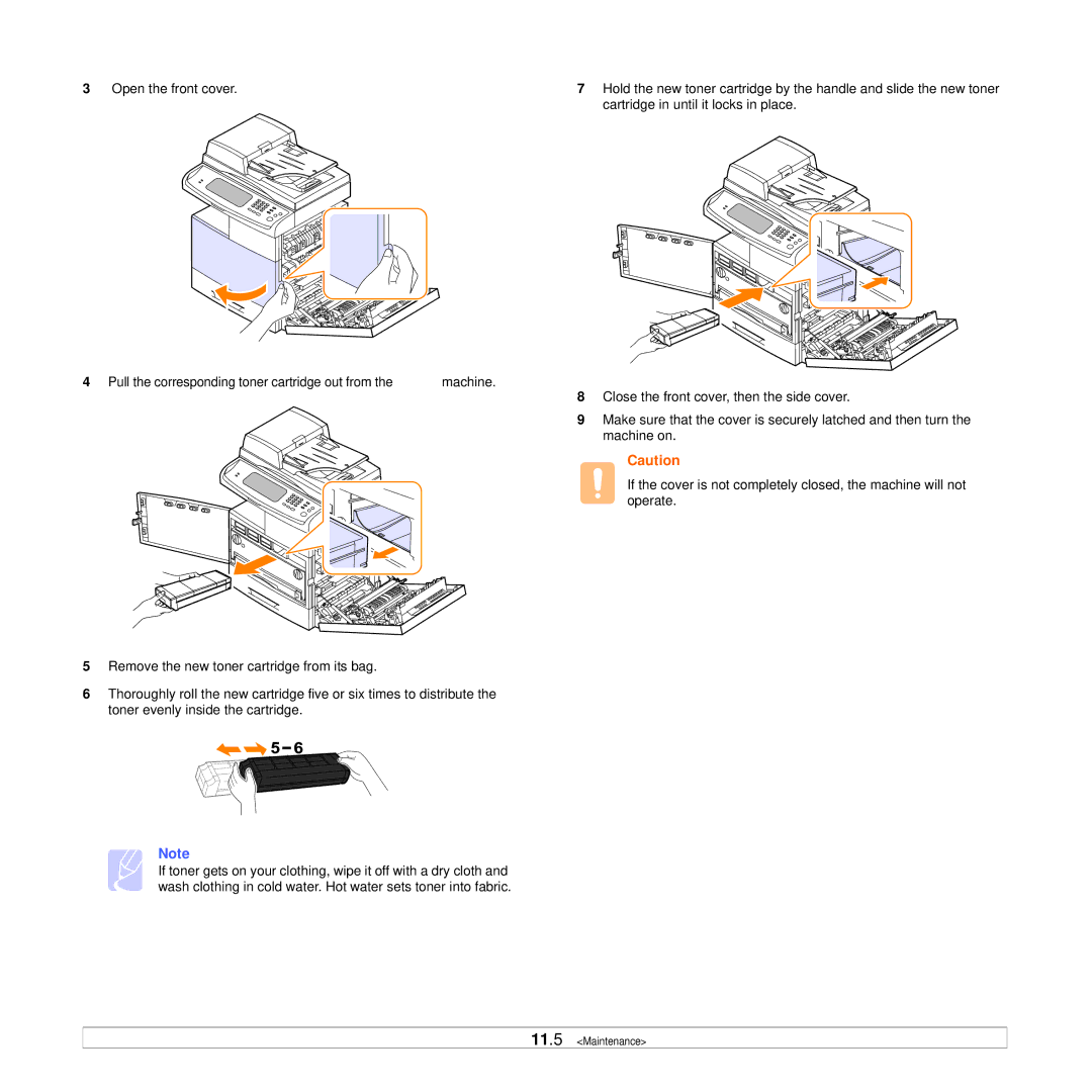 Samsung CLX-8385ND Series manual Pull the corresponding toner cartridge out from the machine 