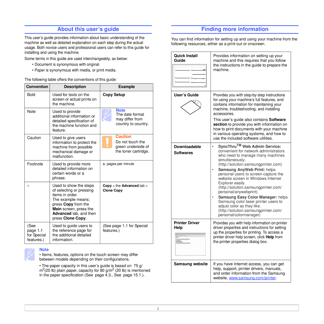 Samsung CLX-8385ND Series manual About this user’s guide, Finding more information 