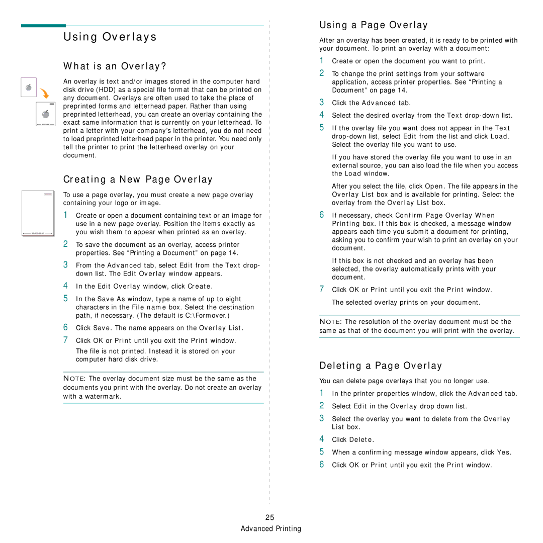 Samsung CLX-8385ND Series manual Using Overlays, Using a Page Overlay, What is an Overlay?, Creating a New Page Overlay 