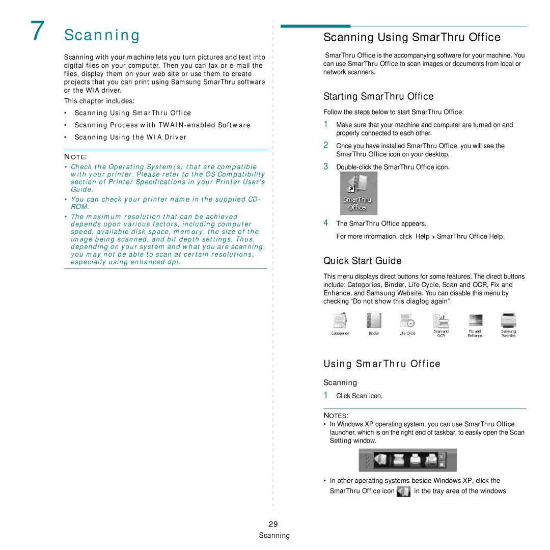 Samsung CLX-8385ND Series manual Using SmarThru Office, Scanning, SmarThru Office appears 