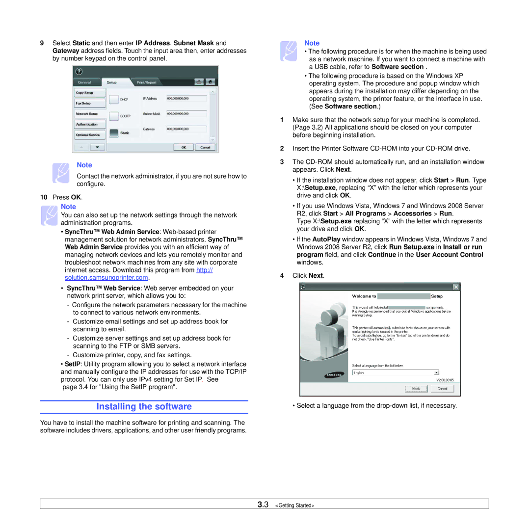 Samsung CLX-8385ND Series manual Installing the software 