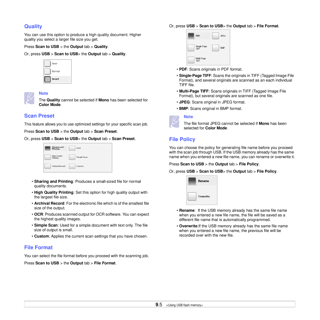 Samsung CLX-8385ND Series manual Quality, File Policy 