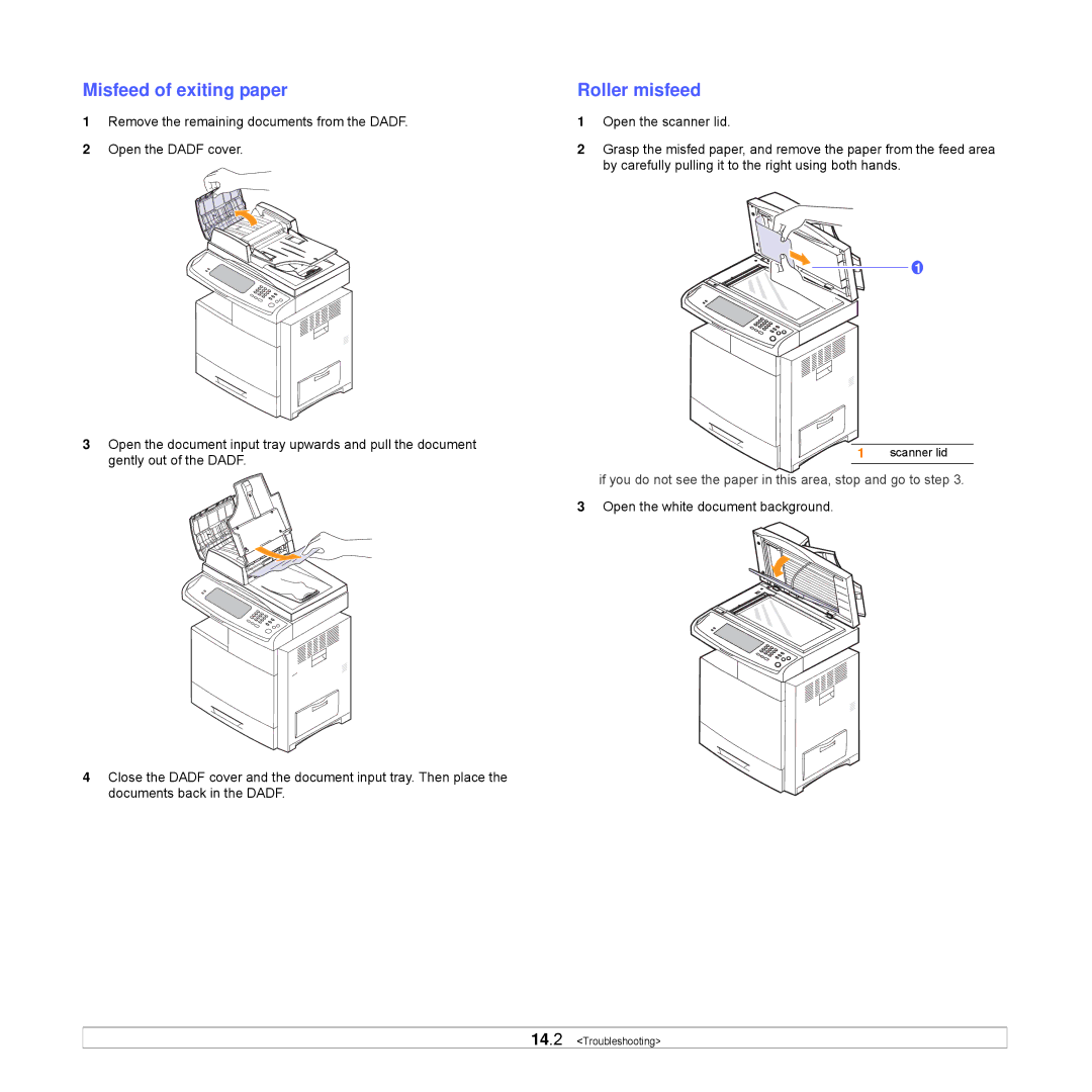 Samsung CLX-8540ND manual Misfeed of exiting paper, Roller misfeed 