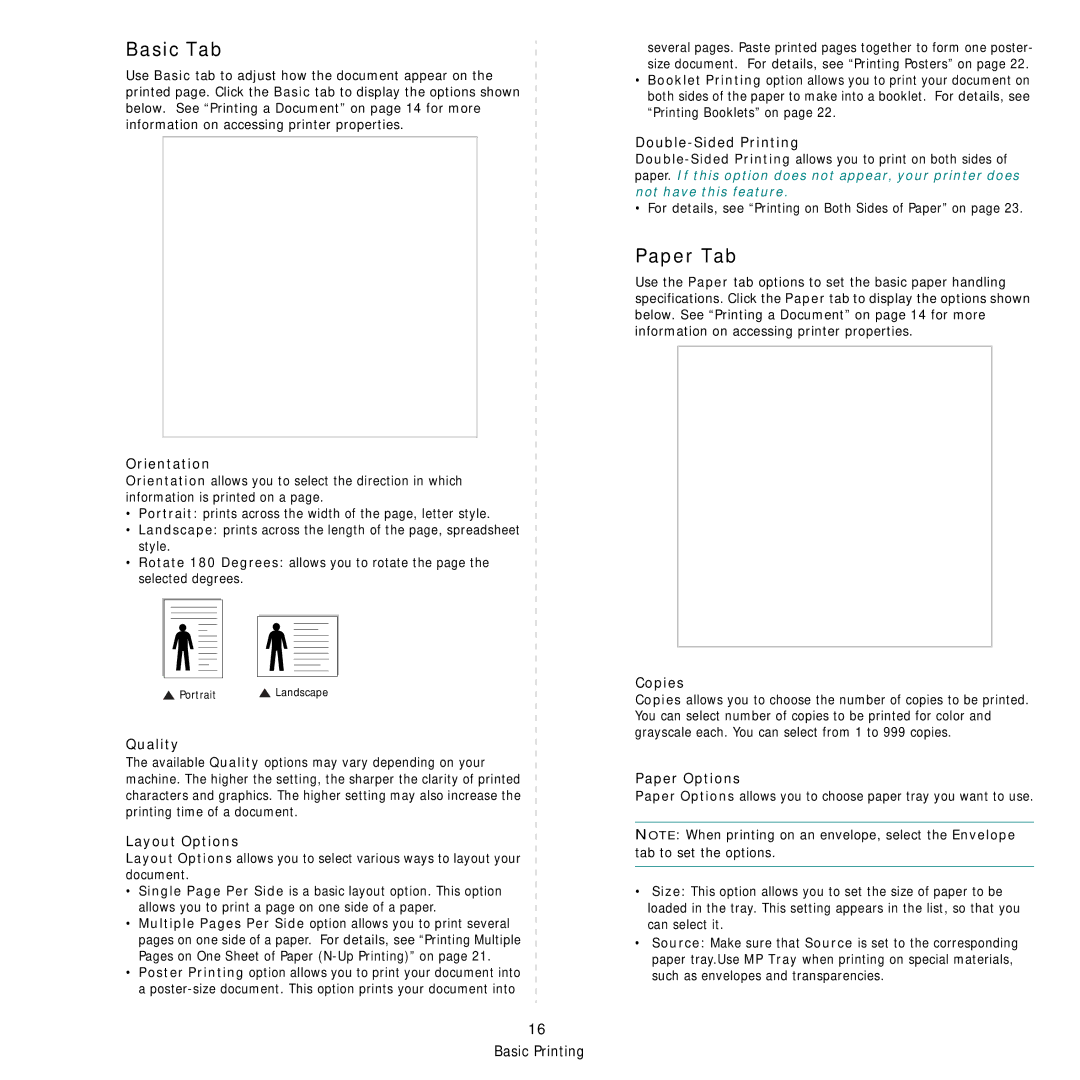 Samsung CLX-8540ND manual Basic Tab, Paper Tab 