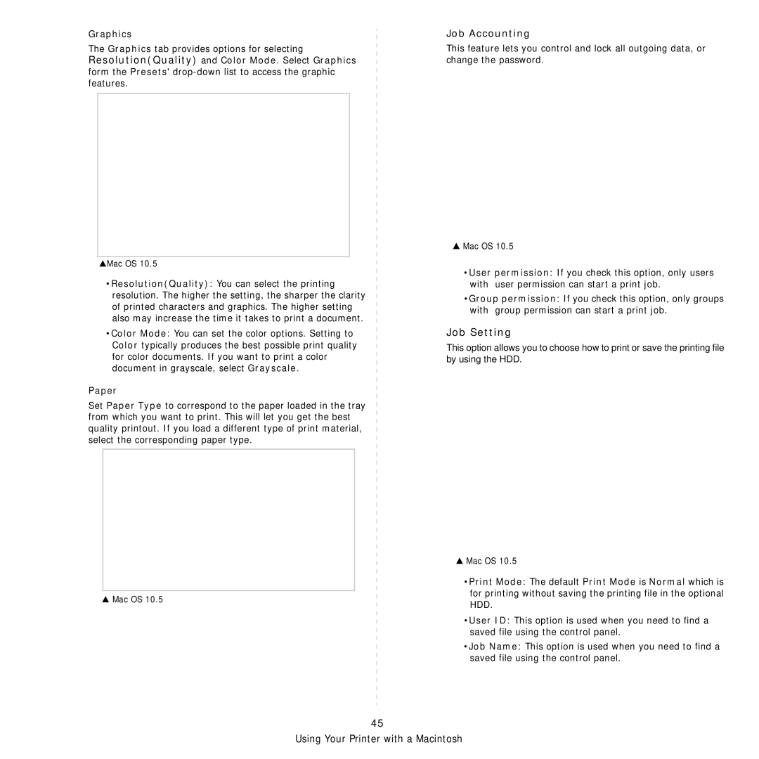 Samsung CLX-8540ND manual Job Accounting, Job Setting, Graphics, Paper 